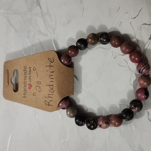 Handmade Rhodonite Beaded Bracelet - Picture 6 of 6